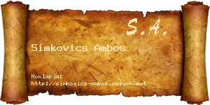 Simkovics Ambos névjegykártya